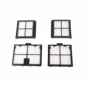 Four black and white air filters.