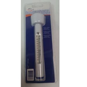 Floating pool thermometer in packaging.