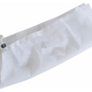 Folded white fabric with a button.