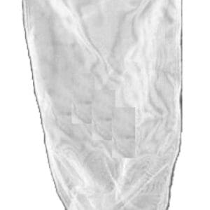 Transparent plastic bag with open top.