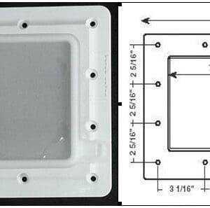Rectangular gasket with dimensions and measurements.