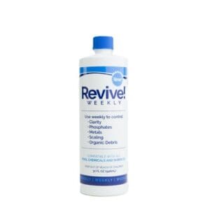 White plastic bottle with blue text