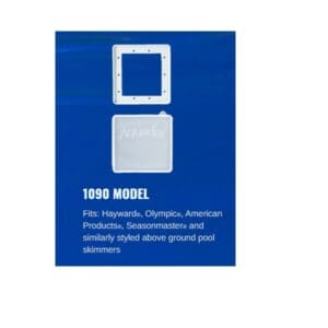 Pool skimmer cover, 1090 model, blue background.
