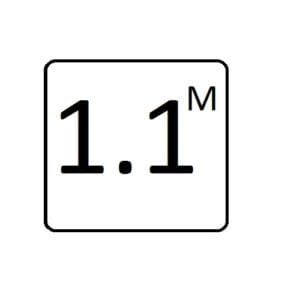 1.1 meters depth sign with border.