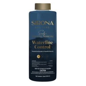 Blue Sirona Spa Care waterline control bottle.