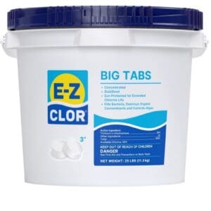 E-Z CLOR Chlorine Tablets, Big Tabs 3" 25 lb bucket