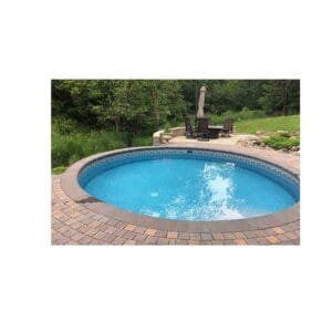 Optimum above ground pool in redwood deck