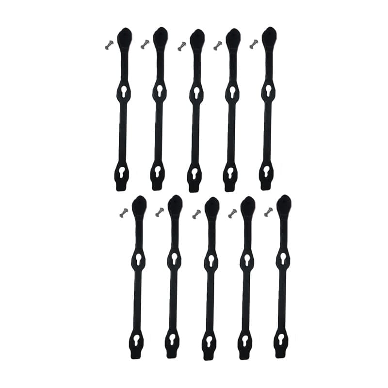 10 black rubber straps with 2 attachment points