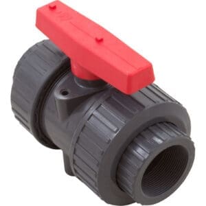 Grey true union vall valve with red handle