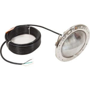 stainless steel and glass pool light with 50 foot black electric cord